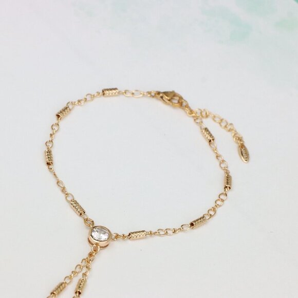 Elegant Rose Gold Plated Chain Bracelet with Sparkling Center Stone, XPBL0607 - Picture 8 of 12